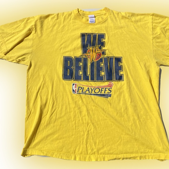 Golden State Warriors We Believe 2007 T Shirt Adult 3XL Yellow NBA playoffs - Picture 1 of 3